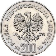 Poland 200 Zlotych Duke Mieszko I 1979 MW Proof Y# 101 POLSKA RZECZPOSPOLITA LUDOWA 19 79 MW ZŁ 200 ZŁ coin obverse Poland 200 Zlotych Duke Mieszko I 1979 MW Proof Y# 101 POLSKA RZECZPOSPOLITA LUDOWA 19 79 MW ZŁ 200 ZŁ coin obverse