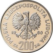Poland 200 Zlotych XIII Winter Olympic Games in Lake Placid 1980 MW Proof Y# 110.1 POLSKA RZECZPOSPOLITA LUDOWA 19 80 MW ZŁ 200 ZŁ coin obverse Poland 200 Zlotych XIII Winter Olympic Games in Lake Placid 1980 MW Proof Y# 110.1 POLSKA RZECZPOSPOLITA LUDOWA 19 80 MW ZŁ 200 ZŁ coin obverse