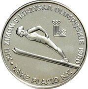 Poland 200 Zlotych XIII Winter Olympic Games in Lake Placid 1980 MW Proof Y# 110.2 XIII ZINOWE IGRZYSKA OLIMPIJSKIE 1980 LAKE PLACID N.Y. coin reverse Poland 200 Zlotych XIII Winter Olympic Games in Lake Placid 1980 MW Proof Y# 110.2 XIII ZINOWE IGRZYSKA OLIMPIJSKIE 1980 LAKE PLACID N.Y. coin reverse