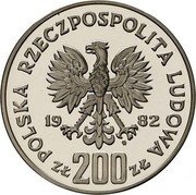 Poland 200 Zlotych Duke Boleslaw III Krzywousty 1982 MW Proof Y# 132 POLSKA RZECZPOSPOLITA LUDOWA 19 82 MW ZŁ 200 ZŁ coin obverse Poland 200 Zlotych Duke Boleslaw III Krzywousty 1982 MW Proof Y# 132 POLSKA RZECZPOSPOLITA LUDOWA 19 82 MW ZŁ 200 ZŁ coin obverse