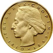 Poland 2000 Zlotych Fryderyk Chopin) 1977 MW Proof Y# 90 FRYDERYK CHOPIN 1810 - 1849 coin reverse Poland 2000 Zlotych Fryderyk Chopin) 1977 MW Proof Y# 90 FRYDERYK CHOPIN 1810 - 1849 coin reverse