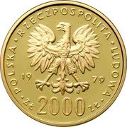 Poland 2000 Zlotych Duke Mieszko I 1979 MW Proof Y# 102 POLSKA RZECZPOSPOLITA LUDOWA 19 79 MW ZŁ 2000 ZŁ coin obverse Poland 2000 Zlotych Duke Mieszko I 1979 MW Proof Y# 102 POLSKA RZECZPOSPOLITA LUDOWA 19 79 MW ZŁ 2000 ZŁ coin obverse