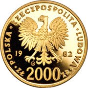 Poland 2000 Zlotych Visit of Pope Ioannes Paulus II 1982 CHI Proof Y# 139 POLSKA RZECZPOSPOLITA LUDOWA 19 82 CHI ZŁ 2000 ZŁ coin obverse Poland 2000 Zlotych Visit of Pope Ioannes Paulus II 1982 CHI Proof Y# 139 POLSKA RZECZPOSPOLITA LUDOWA 19 82 CHI ZŁ 2000 ZŁ coin obverse