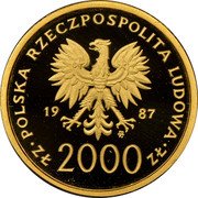 Poland 2000 Zlotych Visit of Pope Ioannes Paulus II 1987 MW Proof Y# 169 POLSKA RZECZPOSPOLITA LUDOWA 19 87 MW ZŁ 2000 ZŁ coin obverse Poland 2000 Zlotych Visit of Pope Ioannes Paulus II 1987 MW Proof Y# 169 POLSKA RZECZPOSPOLITA LUDOWA 19 87 MW ZŁ 2000 ZŁ coin obverse