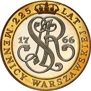 Poland 20000 Zlotych 225th Anniversary of the Warsaw Mint 1991 MW Proof Y# 215 225 LAT 17 SAR 66 MENNICY WARSZAWSKIEJ coin reverse Poland 20000 Zlotych 225th Anniversary of the Warsaw Mint 1991 MW Proof Y# 215 225 LAT 17 SAR 66 MENNICY WARSZAWSKIEJ coin reverse