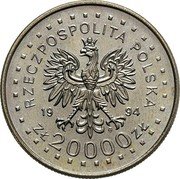 Poland 20000 Zlotych 200th Anniversary Kosciuszko Insurrection 1994 Y# 271 RZECZPOSPOLITA POLSKA 19 94 ZŁ 20000 ZŁ coin obverse Poland 20000 Zlotych 200th Anniversary Kosciuszko Insurrection 1994 Y# 271 RZECZPOSPOLITA POLSKA 19 94 ZŁ 20000 ZŁ coin obverse