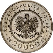 Poland 20000 Zlotych Lancut Castle 1993 MW Y# 244 RZECZPOSPOLITA POLSKA 19 93 MW ZŁ 20000 ZŁ coin obverse Poland 20000 Zlotych Lancut Castle 1993 MW Y# 244 RZECZPOSPOLITA POLSKA 19 93 MW ZŁ 20000 ZŁ coin obverse
