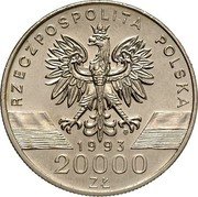 Poland 20000 Zlotych Swallows 1993 MW Y# 243 RZECZPOSPOLITA POLSKA MW 1993 20000 ZŁ coin obverse Poland 20000 Zlotych Swallows 1993 MW Y# 243 RZECZPOSPOLITA POLSKA MW 1993 20000 ZŁ coin obverse