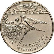 Poland 20000 Zlotych Swallows 1993 MW Y# 243 TE JASKÓLKI HIRUNDINIDAE coin reverse Poland 20000 Zlotych Swallows 1993 MW Y# 243 TE JASKÓLKI HIRUNDINIDAE coin reverse