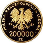 Poland 200000 Zlotych Visit of Pope Ioannes Paulus II 1987 Proof Y# 163 POLSKA RZECZPOSPOLITA LUDOWA 19 87 MW 200000 ZŁ coin obverse Poland 200000 Zlotych Visit of Pope Ioannes Paulus II 1987 Proof Y# 163 POLSKA RZECZPOSPOLITA LUDOWA 19 87 MW 200000 ZŁ coin obverse