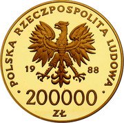 Poland 200000 Zlotych 10th Anniversary of the Election of Pope Ioannes Paulus II 1988 MW Proof Y# 178 POLSKA RZECZPOSPOLITA LUDOWA 19 88 MW ZŁ 200000 ZŁ coin obverse Poland 200000 Zlotych 10th Anniversary of the Election of Pope Ioannes Paulus II 1988 MW Proof Y# 178 POLSKA RZECZPOSPOLITA LUDOWA 19 88 MW ZŁ 200000 ZŁ coin obverse