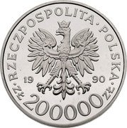 Poland 200000 Zlotych 95th Anniversary of the Birth of Stefan Grot Rowecki 1990 MW Proof Y# 240 RZECZPOSPOLITA POLSKA 1990 MW ZŁ 200000 ZŁ coin obverse Poland 200000 Zlotych 95th Anniversary of the Birth of Stefan Grot Rowecki 1990 MW Proof Y# 240 RZECZPOSPOLITA POLSKA 1990 MW ZŁ 200000 ZŁ coin obverse