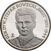 Poland 200000 Zlotych 95th Anniversary of the Birth of Stefan Grot Rowecki 1990 MW Proof Y# 240 GEN. DYW. STEFAN ROWECKI "GROT" 1895-1944 coin reverse Poland 200000 Zlotych 95th Anniversary of the Birth of Stefan Grot Rowecki 1990 MW Proof Y# 240 GEN. DYW. STEFAN ROWECKI "GROT" 1895-1944 coin reverse