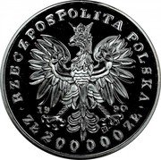 Poland 200000 Zlotych Marshal Jozef Klemens Pilsudski 1990 Proof Y# 204 RZECZPOSPOLITA POLSKA 19 90 ZŁ 200000 ZŁ coin obverse Poland 200000 Zlotych Marshal Jozef Klemens Pilsudski 1990 Proof Y# 204 RZECZPOSPOLITA POLSKA 19 90 ZŁ 200000 ZŁ coin obverse