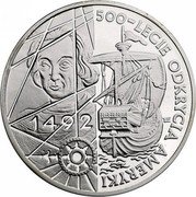 Poland 200000 Zlotych 500th Anniversary of the Discovery of America 1992 Proof Y# 230 500-LECIE ODKRYCIA AMERYKI 1492 E coin reverse
