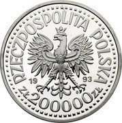 Poland 200000 Zlotych Poles on the Fronts of WWII. Partisans 1993 MW Proof Y# 259 RZECZPOSPOLITA POLSKA 1993 MW ZŁ 200000 ZŁ coin obverse Poland 200000 Zlotych Poles on the Fronts of WWII. Partisans 1993 MW Proof Y# 259 RZECZPOSPOLITA POLSKA 1993 MW ZŁ 200000 ZŁ coin obverse
