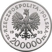 Poland 200000 Zlotych 750 Years of the City of Szczecin 1993 MW Proof Y# 255 RZECZPOSPOLITA POLSKA 1993 MW ZŁ 200000 ZŁ coin obverse Poland 200000 Zlotych 750 Years of the City of Szczecin 1993 MW Proof Y# 255 RZECZPOSPOLITA POLSKA 1993 MW ZŁ 200000 ZŁ coin obverse