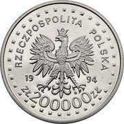 Poland 200000 Zlotych 200th Anniversary of the Kosciuszko Uprising 1994 MW Proof Y# 275 RZECZPOSPOLITA POLSKA 1994 MW ZŁ 200000 ZŁ coin obverse Poland 200000 Zlotych 200th Anniversary of the Kosciuszko Uprising 1994 MW Proof Y# 275 RZECZPOSPOLITA POLSKA 1994 MW ZŁ 200000 ZŁ coin obverse