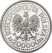Poland 200000 Zlotych Sigismund I the Old 1994 MW Proof Y# 273 RZECZPOSPOLITA POLSKA 1994 MW ZŁ 200000 ZŁ coin obverse Poland 200000 Zlotych Sigismund I the Old 1994 MW Proof Y# 273 RZECZPOSPOLITA POLSKA 1994 MW ZŁ 200000 ZŁ coin obverse