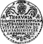 Poland 3 Ducat Attack of the Swedes During King Sigismund's Wars 1629 HH KM# 10 THORVNIA HOSTILITER OPPVGNA TA AT DEI AVXILIO FOR TITERA CIVIBVS DE FENSA DIE XVI FEBR ANNO MDCXXIX coin reverse Poland 3 Ducat Attack of the Swedes During King Sigismund's Wars 1629 HH KM# 10 THORVNIA HOSTILITER OPPVGNA TA AT DEI AVXILIO FOR TITERA CIVIBVS DE FENSA DIE XVI FEBR ANNO MDCXXIX coin reverse