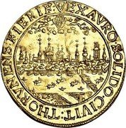 Poland 3 Ducat Johann Casimir 1659 H KM# 39 EX AVRO SOLIDO CIVIT THORVNENS FIERI F coin reverse Poland 3 Ducat Johann Casimir 1659 H KM# 39 EX AVRO SOLIDO CIVIT THORVNENS FIERI F coin reverse