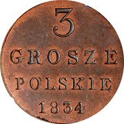 Poland 3 Grosze Nicholas I 1834 IP C# 109 3 GROSZE POLSKIE 1830 coin reverse Poland 3 Grosze Nicholas I 1834 IP C# 109 3 GROSZE POLSKIE 1830 coin reverse