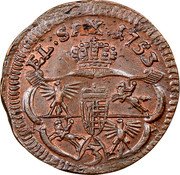 Poland 3 Solidi (1 Grosz) August III 1753 KM# 147.1 EL SAX 1753 3 coin reverse Poland 3 Solidi (1 Grosz) August III 1753 KM# 147.1 EL SAX 1753 3 coin reverse