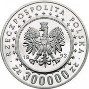 Poland 300000 Zlotych Castle in Lancut 1993 Proof Y# 249 RZECZPOSPOLITA POLSKA 1993 MW ZŁ 300000 ZŁ coin obverse Poland 300000 Zlotych Castle in Lancut 1993 Proof Y# 249 RZECZPOSPOLITA POLSKA 1993 MW ZŁ 300000 ZŁ coin obverse