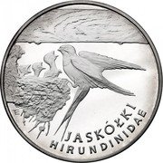 Poland 300000 Zlotych Swallow 1993 Proof Y# 248 JASKÓŁKI HIRUNDINIDAE E coin reverse Poland 300000 Zlotych Swallow 1993 Proof Y# 248 JASKÓŁKI HIRUNDINIDAE E coin reverse