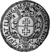 Poland 4 Ducat Gustaw II Adolf Swedish Occupation 1628 KM# 22 MONETA NOVA CIVITAT ELBING 16 28 coin reverse