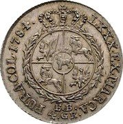 Poland 4 Groschen (1 Zloty) Stanislaus Augustus 1784 EB KM# 197.1 LXXX EX MARCA PURA COL 1784 4 GR E B coin reverse Poland 4 Groschen (1 Zloty) Stanislaus Augustus 1784 EB KM# 197.1 LXXX EX MARCA PURA COL 1784 4 GR E B coin reverse