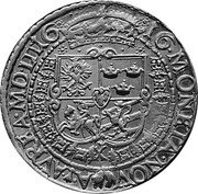 Poland 5 Ducat Sigismund III 1616 KM# 26 MONETA NOV A AVREA MD LIT 16 16 coin reverse Poland 5 Ducat Sigismund III 1616 KM# 26 MONETA NOV A AVREA MD LIT 16 16 coin reverse