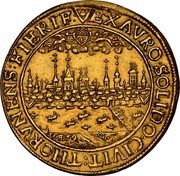 Poland 5 Ducat Johann Casimir 1659 HL KM# 41 EX AVRO SOLIDO CIVIT THORVNENS FIERI F coin reverse Poland 5 Ducat Johann Casimir 1659 HL KM# 41 EX AVRO SOLIDO CIVIT THORVNENS FIERI F coin reverse