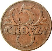 Poland 5 Groszy German Occupation 1939 (w) Y# 10A 5 GROSZY coin reverse Poland 5 Groszy German Occupation 1939 (w) Y# 10A 5 GROSZY coin reverse