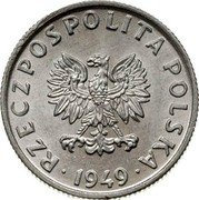 Poland 5 Groszy Circulation Coin 1949 (kr) Y# 41A RZECZPOSPOLITA POLSKA 1949 coin obverse Poland 5 Groszy Circulation Coin 1949 (kr) Y# 41A RZECZPOSPOLITA POLSKA 1949 coin obverse
