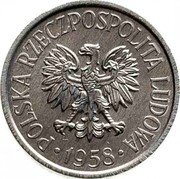 Poland 5 Groszy Circulation Coin 1958 Y# A46 POLSKA RZECZPOSPOLITA LUDOWA MW 1972 coin obverse Poland 5 Groszy Circulation Coin 1958 Y# A46 POLSKA RZECZPOSPOLITA LUDOWA MW 1972 coin obverse