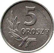 Poland 5 Groszy Circulation Coin 1958 Y# A46 5 GROSZY coin reverse Poland 5 Groszy Circulation Coin 1958 Y# A46 5 GROSZY coin reverse