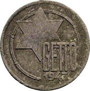 Poland 5 Mark Jewish Ghetto 1943 KM# Tn2A GETTO 1943 coin obverse Poland 5 Mark Jewish Ghetto 1943 KM# Tn2A GETTO 1943 coin obverse