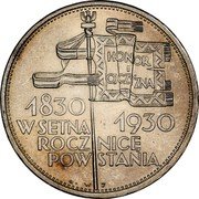 Poland 5 Zlotych 100th Anniversary of the November Uprising 1930 (w) Y# 19.1 1830 - 1930 W SETNĄ ROCZNICĘ POWSTANIA coin reverse Poland 5 Zlotych 100th Anniversary of the November Uprising 1930 (w) Y# 19.1 1830 - 1930 W SETNĄ ROCZNICĘ POWSTANIA coin reverse