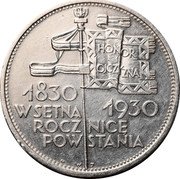 Poland 5 Zlotych 100th Anniversary of the November Uprising 1930 (w) Y# 19.2 1830 W SETNA 1930 ROCZNICE POWSTANIA coin reverse Poland 5 Zlotych 100th Anniversary of the November Uprising 1930 (w) Y# 19.2 1830 W SETNA 1930 ROCZNICE POWSTANIA coin reverse