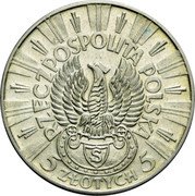 Poland 5 Zlotych 20th Anniversary of the March of the First Cadre Company of the Legions 1934 (w) Y# 25 RZECZPOSPOLITA POLSKA S 5 ZŁOTYCH 5 coin obverse Poland 5 Zlotych 20th Anniversary of the March of the First Cadre Company of the Legions 1934 (w) Y# 25 RZECZPOSPOLITA POLSKA S 5 ZŁOTYCH 5 coin obverse