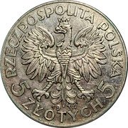 Poland 5 Zlotych Polonia 1934 (w) Y# 21 RZECZPOSPOLITA POLSKA 1933 5 ZŁOTYCH 5 coin obverse Poland 5 Zlotych Polonia 1934 (w) Y# 21 RZECZPOSPOLITA POLSKA 1933 5 ZŁOTYCH 5 coin obverse