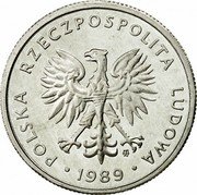 Poland 5 Zlotych Circulation Coin 1989 MW Y# 81.3 POLSKA RZECZPOSPOLITA LUDOWA MW 1989 coin obverse Poland 5 Zlotych Circulation Coin 1989 MW Y# 81.3 POLSKA RZECZPOSPOLITA LUDOWA MW 1989 coin obverse