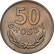 Poland 50 Groszy Circulation Coin 1949 (kr) Y# 44 50 GROSZY coin reverse Poland 50 Groszy Circulation Coin 1949 (kr) Y# 44 50 GROSZY coin reverse