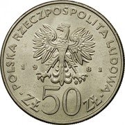 Poland 50 Zlotych Duke Boleslaw II Smialy 1981 MW Y# 124 POLSKA RZECZPOSPOLITA LUDOWA 19 81 MW - ZŁ 50 ZŁ coin obverse Poland 50 Zlotych Duke Boleslaw II Smialy 1981 MW Y# 124 POLSKA RZECZPOSPOLITA LUDOWA 19 81 MW - ZŁ 50 ZŁ coin obverse