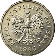 Poland 50 Zlotych Circulation Coin 1990 MW Y# 216 RZECZPOSPOLITA POLSKA MW 1990 coin obverse Poland 50 Zlotych Circulation Coin 1990 MW Y# 216 RZECZPOSPOLITA POLSKA MW 1990 coin obverse