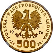 Poland 500 Zlotych Tadeusz Kosciuszko 1976 MW Proof Y# 83 POLSKA RZECZPOSPOLITA LUDOWA 19 76 MW ZŁ 500 ZŁ coin obverse Poland 500 Zlotych Tadeusz Kosciuszko 1976 MW Proof Y# 83 POLSKA RZECZPOSPOLITA LUDOWA 19 76 MW ZŁ 500 ZŁ coin obverse