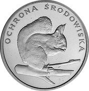 Poland 500 Zlotych Squirrel 1985 MW Proof Y# 159 OCHRONA ŚRODOWISKA coin reverse