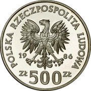 Poland 500 Zlotych Owls 1986 MW Proof Y# 162 POLSKA RZECZPOSPOLITA LUDOWA 19 86 MW ZŁ 500 ZŁ coin obverse Poland 500 Zlotych Owls 1986 MW Proof Y# 162 POLSKA RZECZPOSPOLITA LUDOWA 19 86 MW ZŁ 500 ZŁ coin obverse