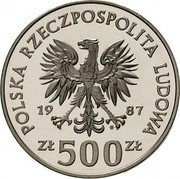 Poland 500 Zlotych XXIV Summer Olympic Games in Seoul 1987 MW Proof Y# 165 POLSKA RZECZYPOSPOLITA LUDOWA 19 87 MW ZŁ 500 ZŁ coin obverse Poland 500 Zlotych XXIV Summer Olympic Games in Seoul 1987 MW Proof Y# 165 POLSKA RZECZYPOSPOLITA LUDOWA 19 87 MW ZŁ 500 ZŁ coin obverse